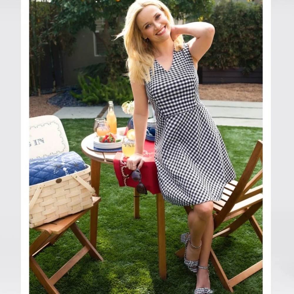 Draper James Gingham A-line Dress, Navy, Size 2